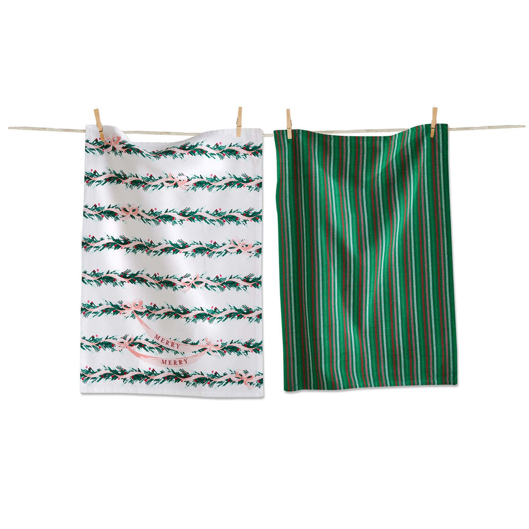 Very Merry Garland Dishtowel - Set of 2