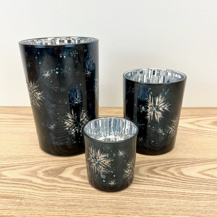 Blue & Silver Snowflake Votive Holder - 3 Sizes