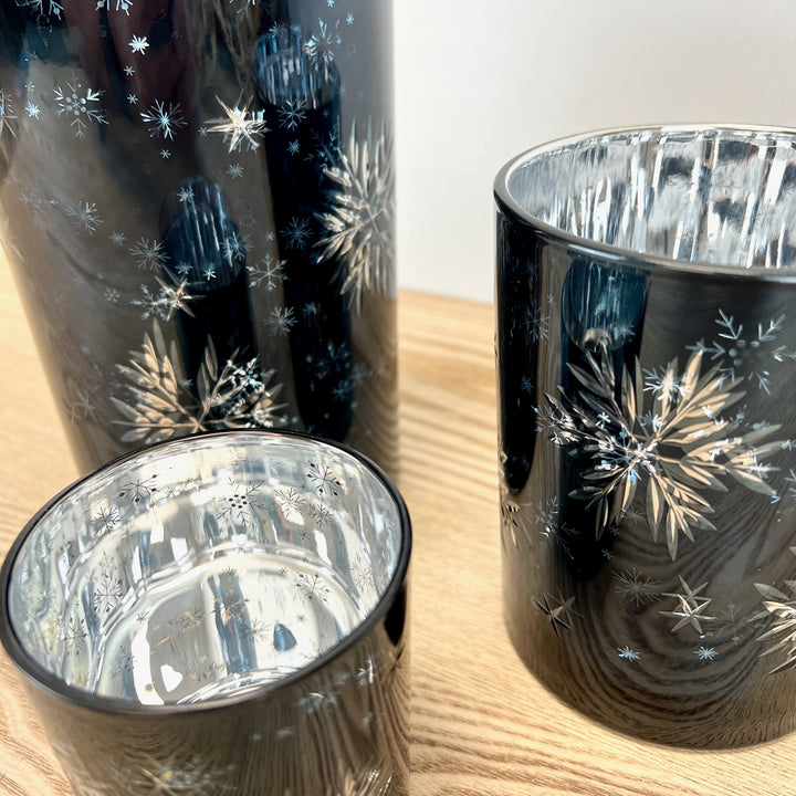 Blue & Silver Snowflake Votive Holder - 3 Sizes