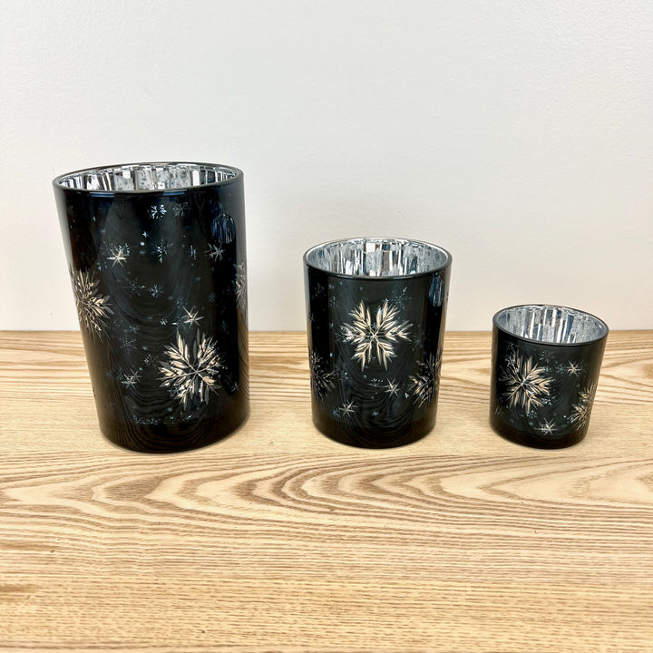 Blue & Silver Snowflake Votive Holder - 3 Sizes