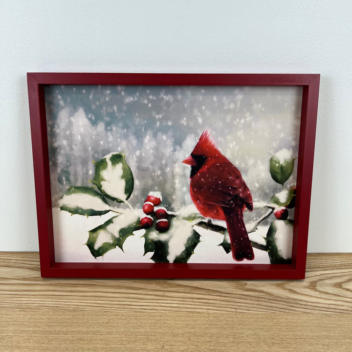 Cardinal & Holly Framed Print