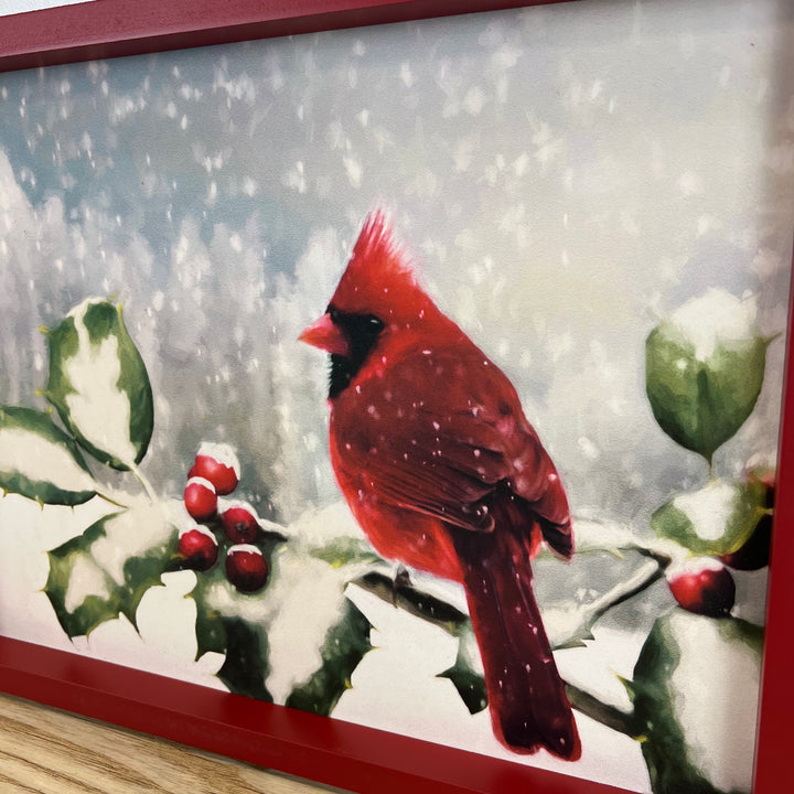 Cardinal & Holly Framed Print