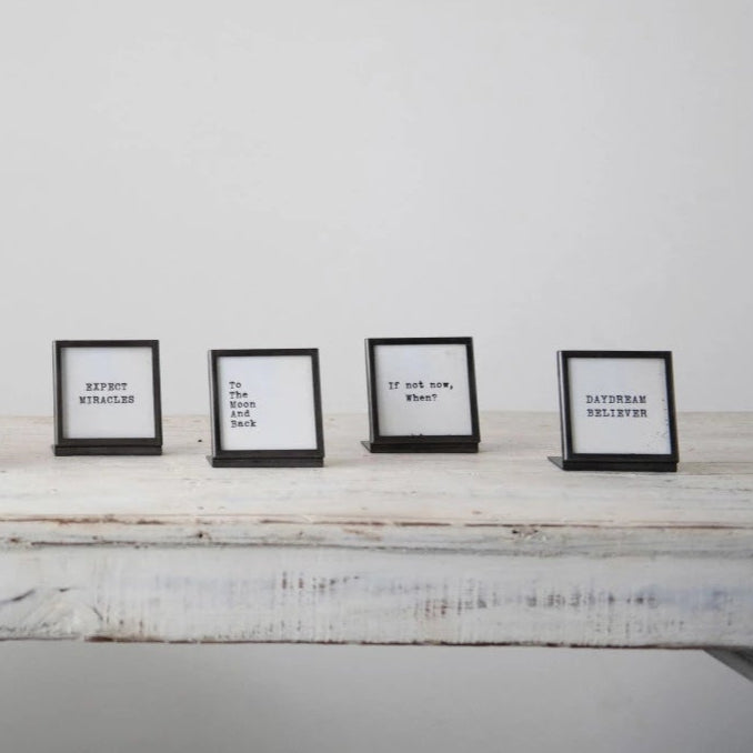 Metal and Glass Framed Signage with Easels