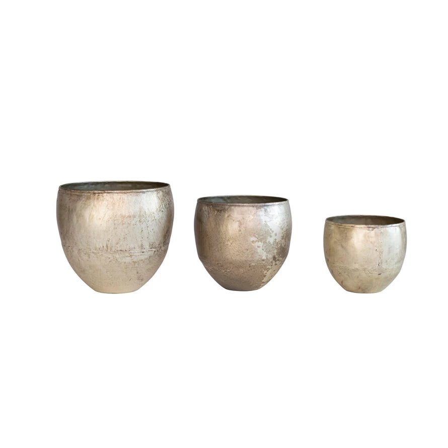 silver plant pots Caden Metal Planters