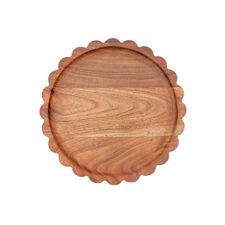 Scalloped Acacia Wood Tray, Two Sizes Available