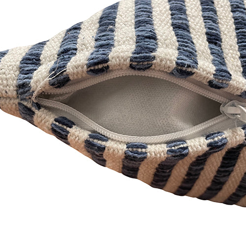 Navy and Cream Striped Pillow