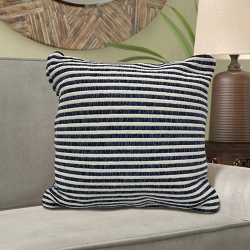 Navy and Cream Striped Pillow