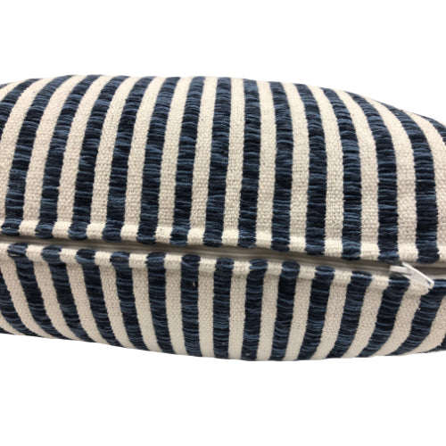 Navy and Cream Striped Pillow