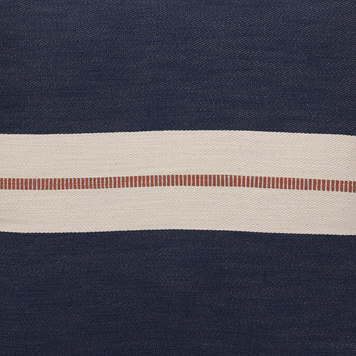 Navy Pillow with Cream and Red Stripe