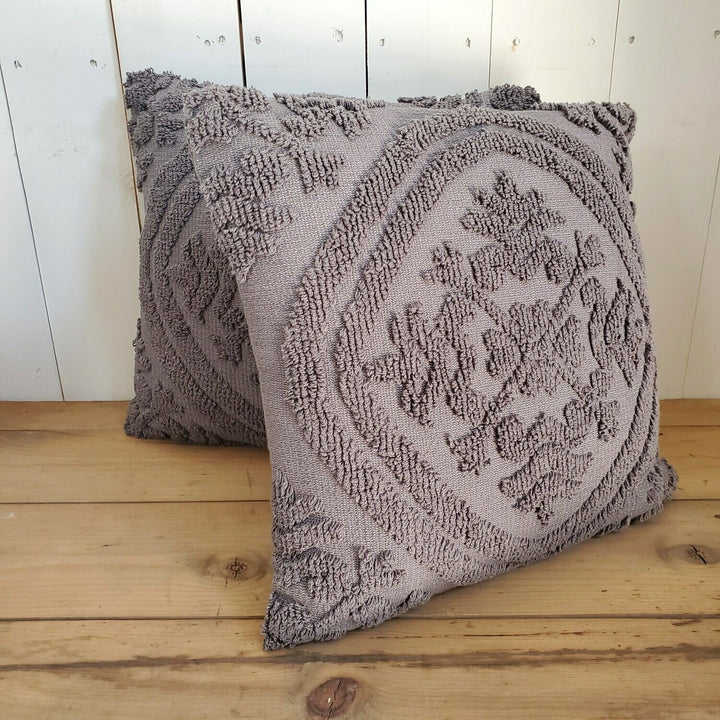 Gray Chenille Square Cotton Pillow