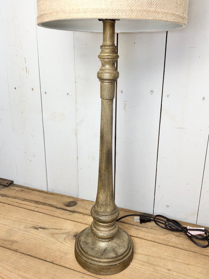 Brown Distressed Lamp with Tan Shade