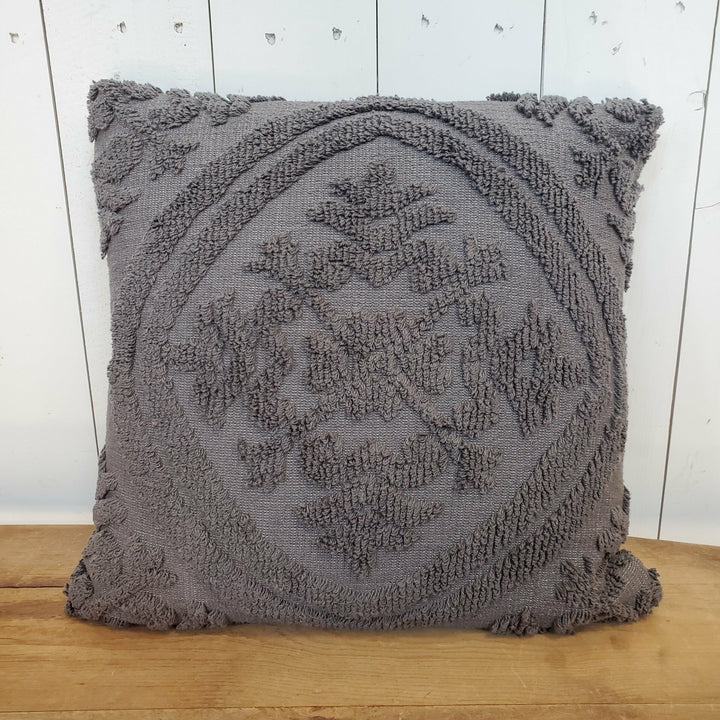 Gray Chenille Square Cotton Pillow