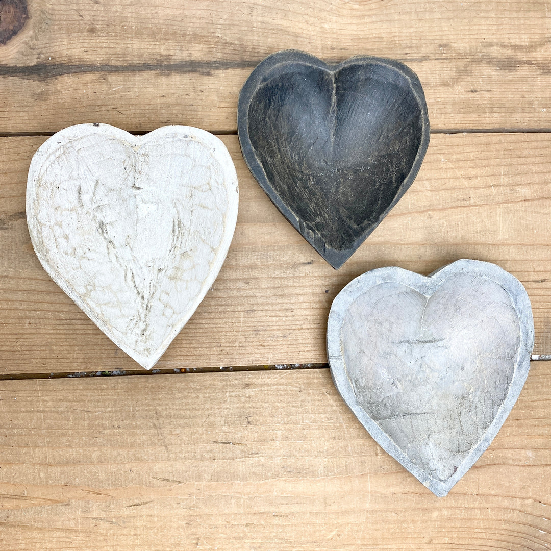 Mini Wooden Heart Dough Bowls