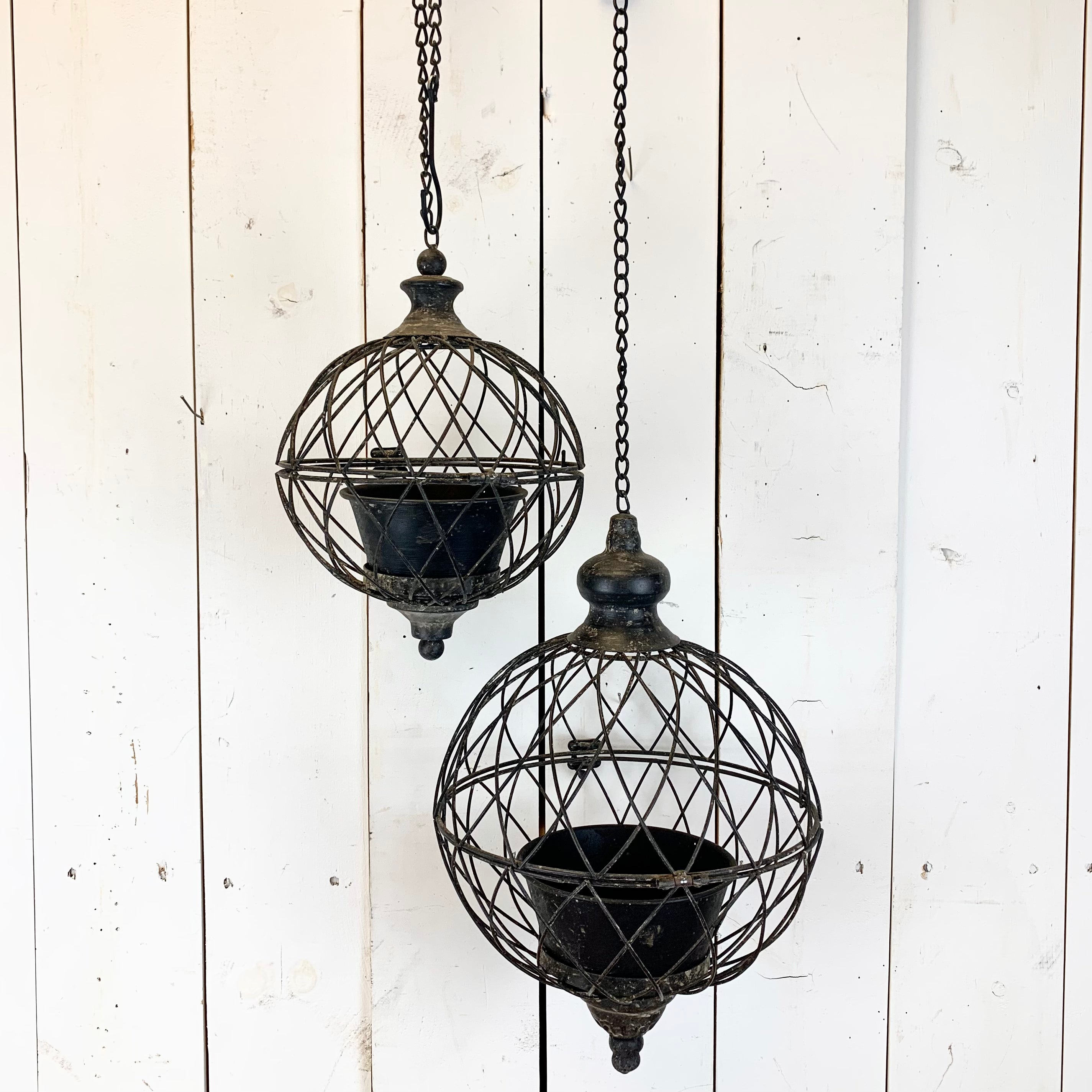 hanging lantern planter Black Sphere Hanging Planters – Prairie in Bloom