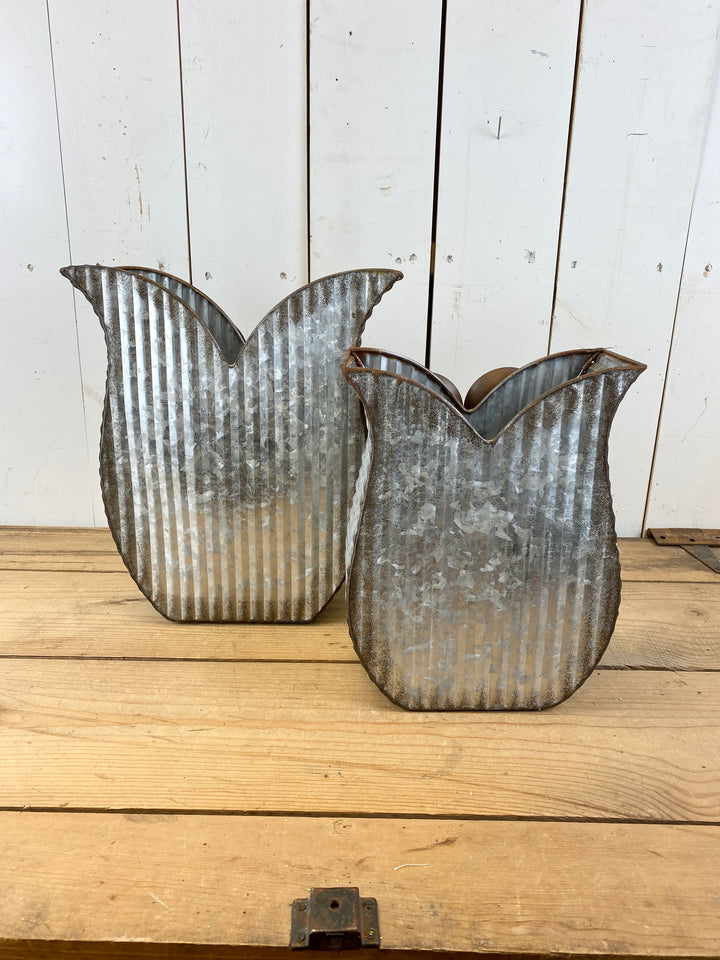 Galvanized Owl Planter