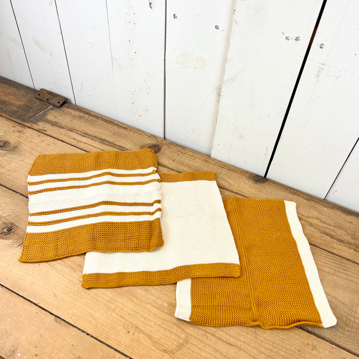 Cotton Dish Cloths/Wash Cloths Mustard and Cream