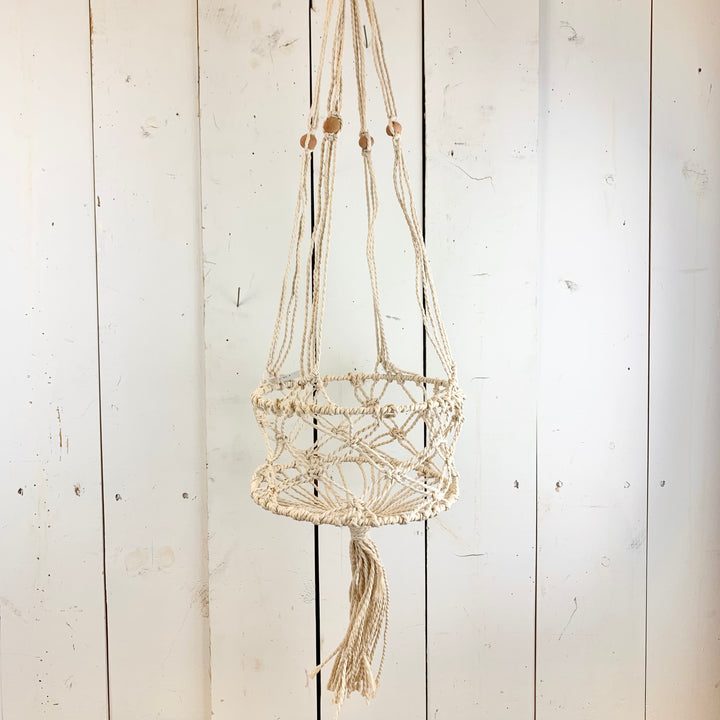 Macramé Basket Hanger with Terracotta Beads