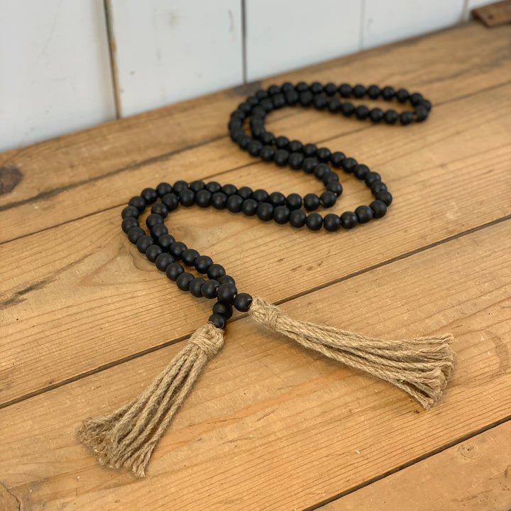 Black Bead Garland with Tassel