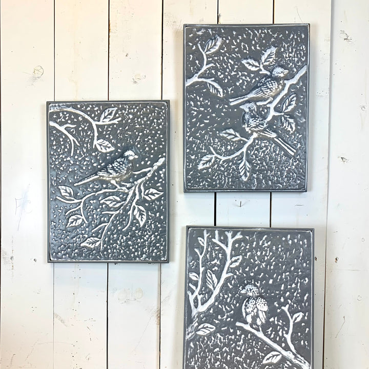 Embossed Bird Prints, Set of three