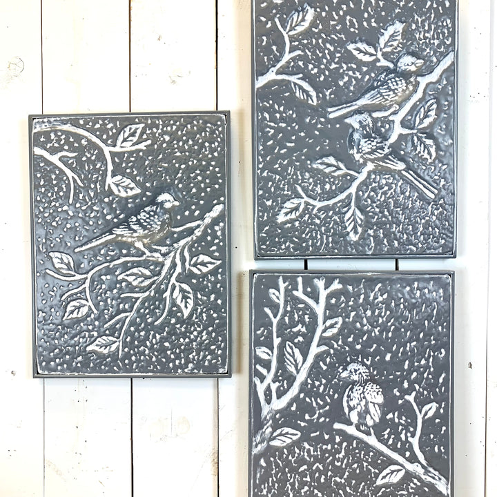Embossed Bird Prints, Set of three