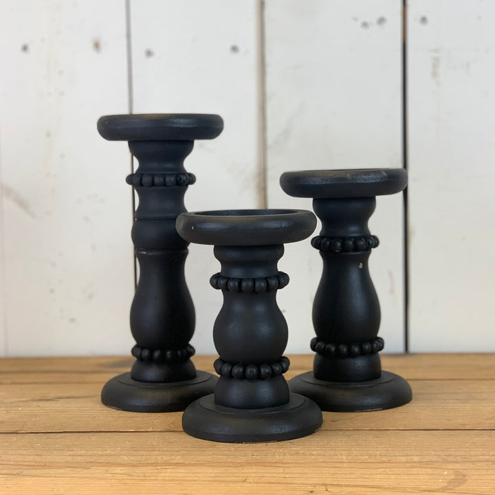 Black Beaded Candle Holders