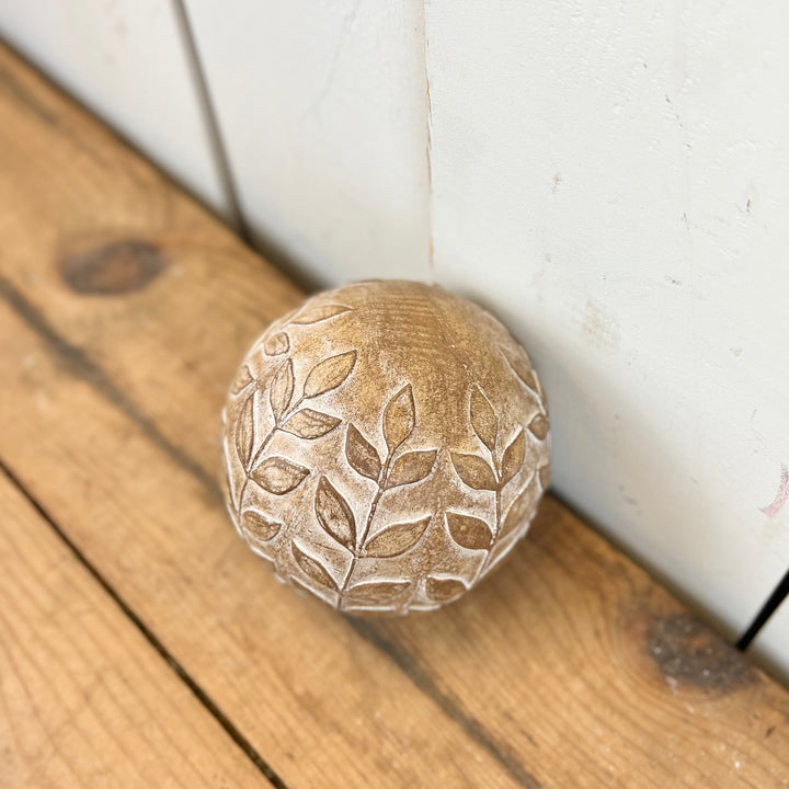 Decorative Accent Orb with Leaf Pattern