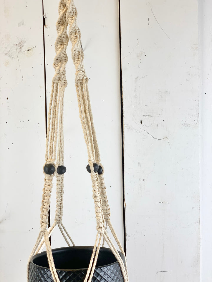 Macramé Hanger with Black Bead