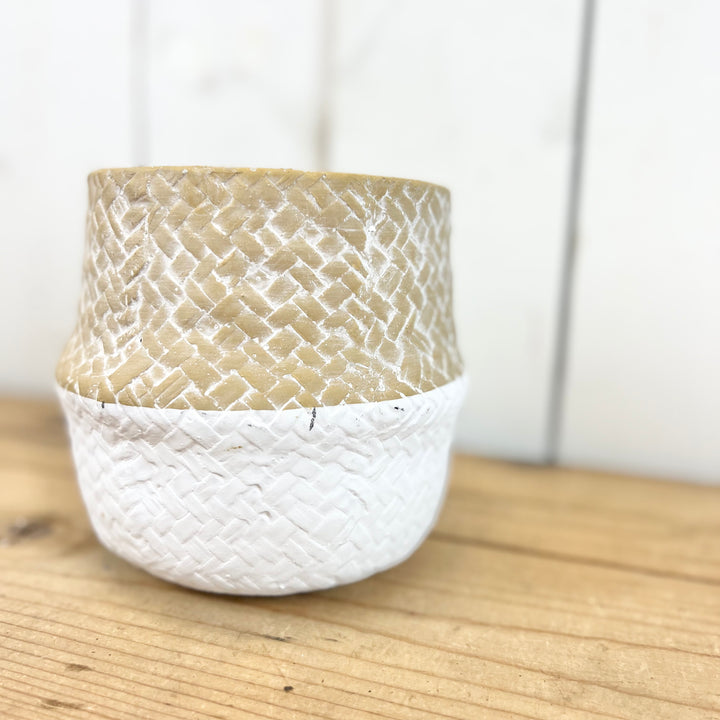 Woven Two-Toned Cement Pot