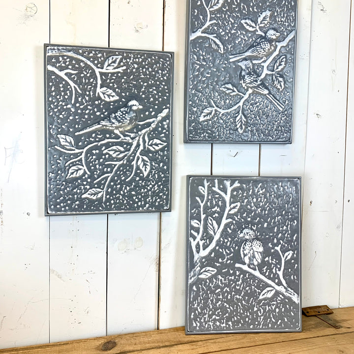 Embossed Bird Prints, Set of three