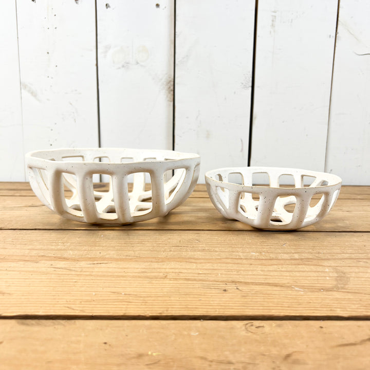 Stoneware Cream Baskets