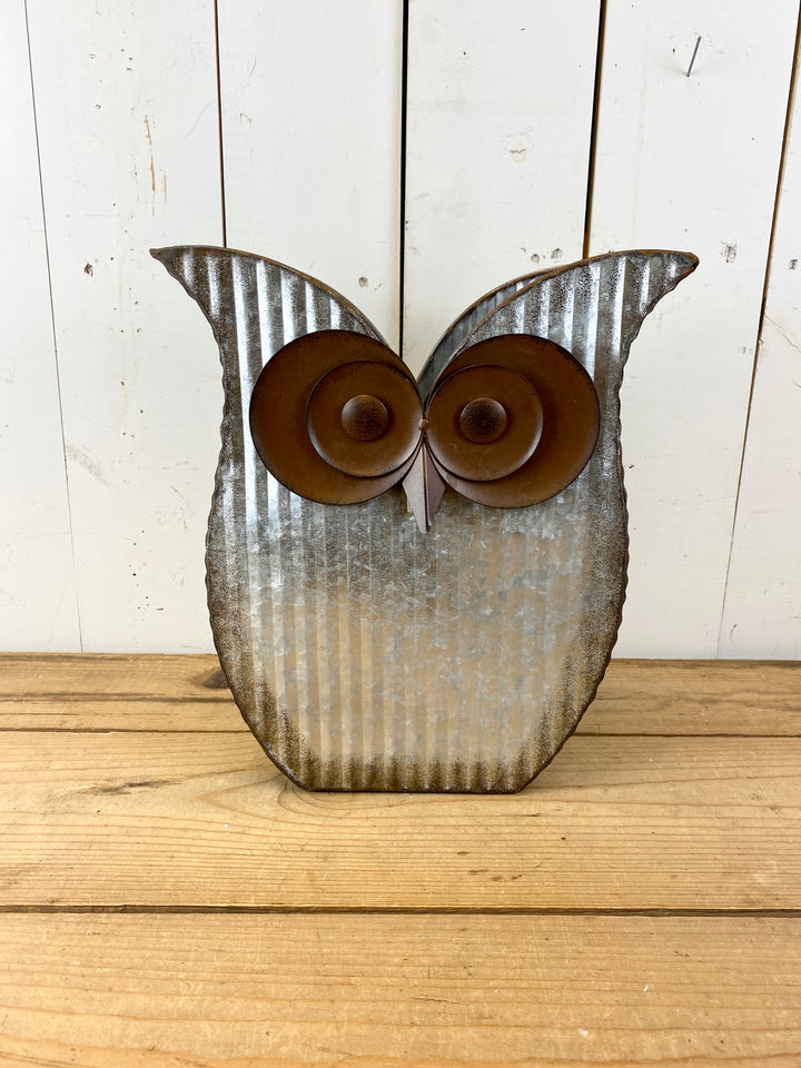 Galvanized Owl Planter