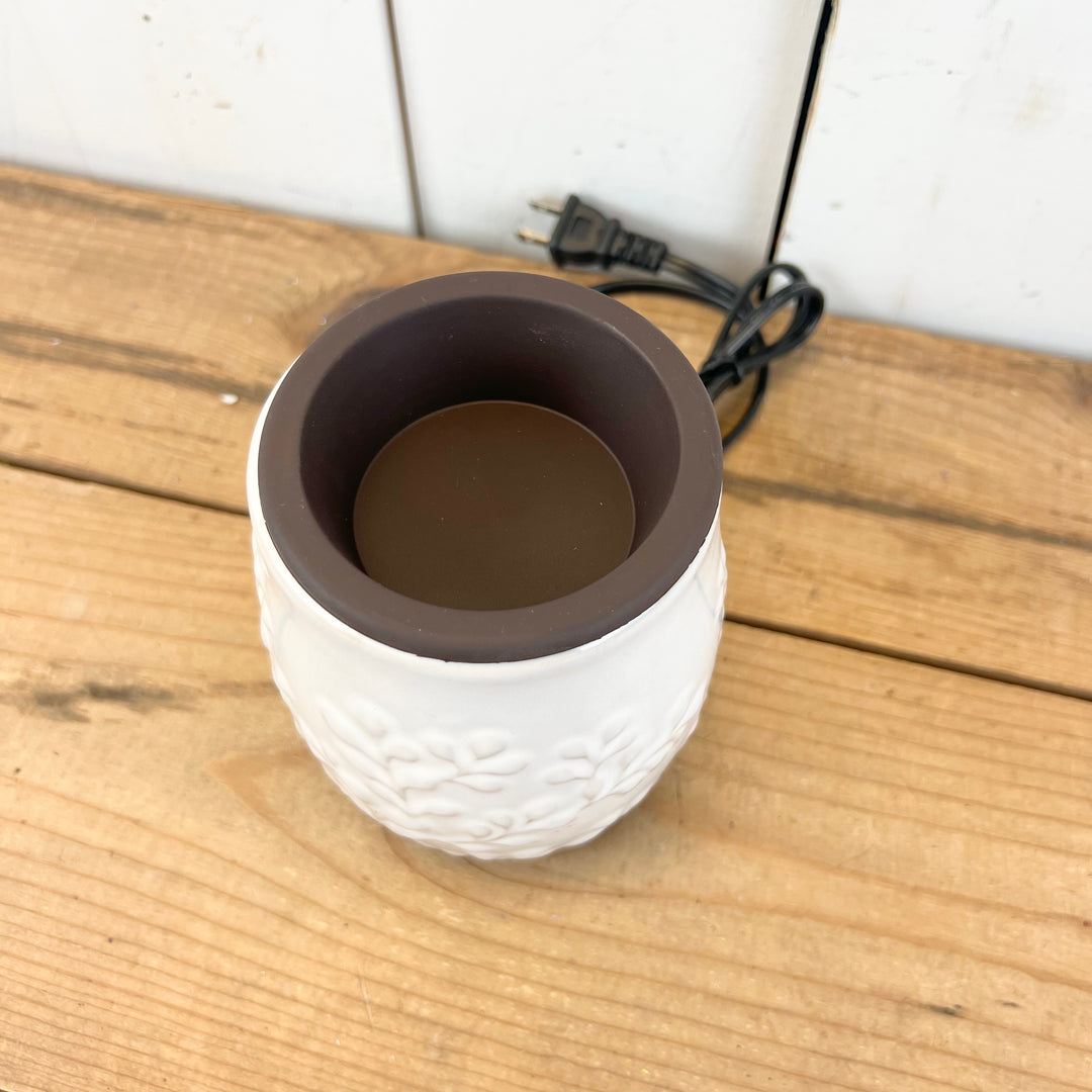 White Floral Flip Dish Wax Warmer