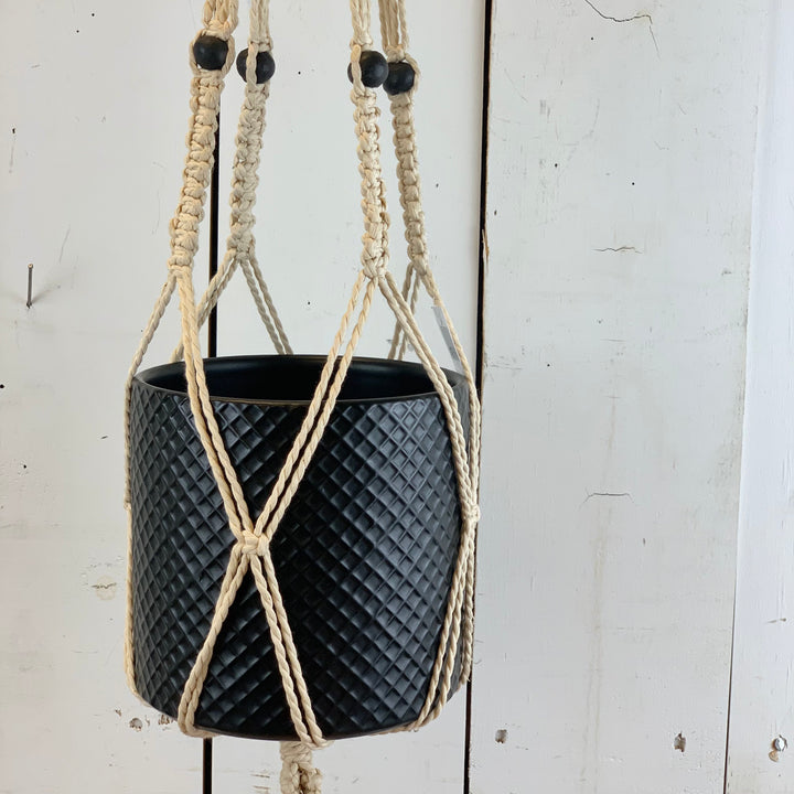Macramé Hanger with Black Bead