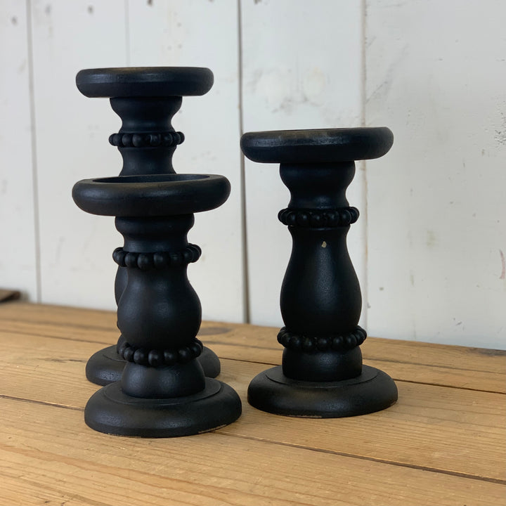Black Beaded Candle Holders