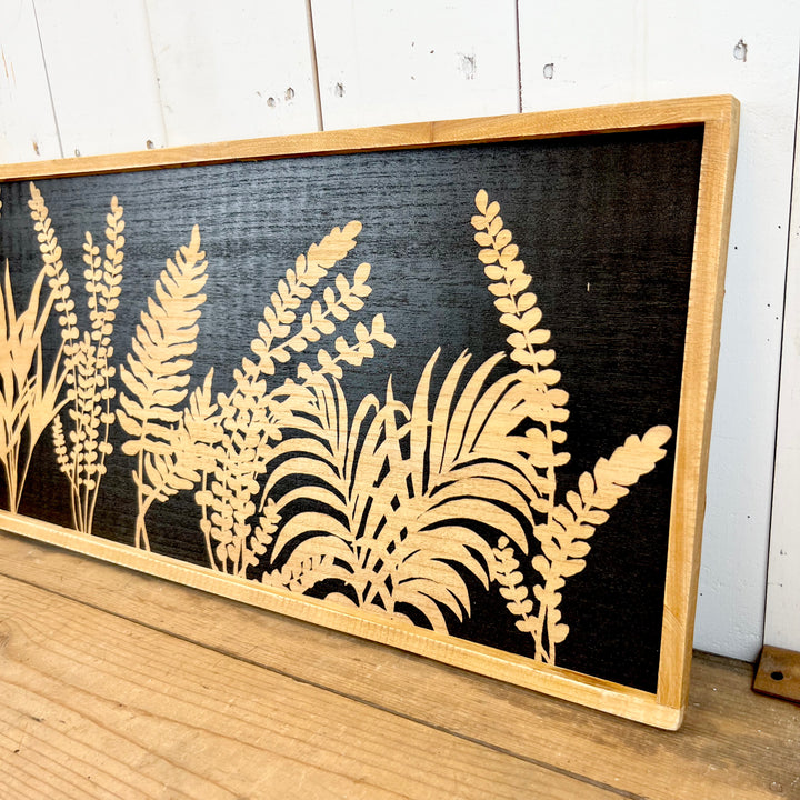 Natural Wood and Black Fern Print