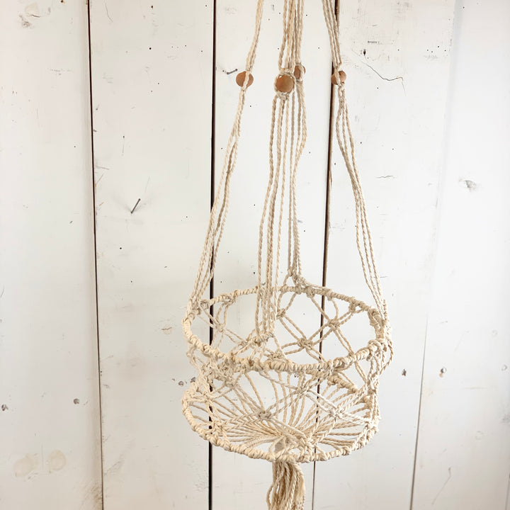 Macramé Basket Hanger with Terracotta Beads