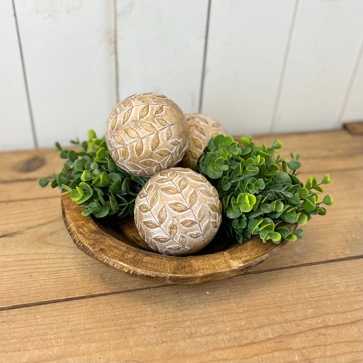Decorative Accent Orb with Leaf Pattern