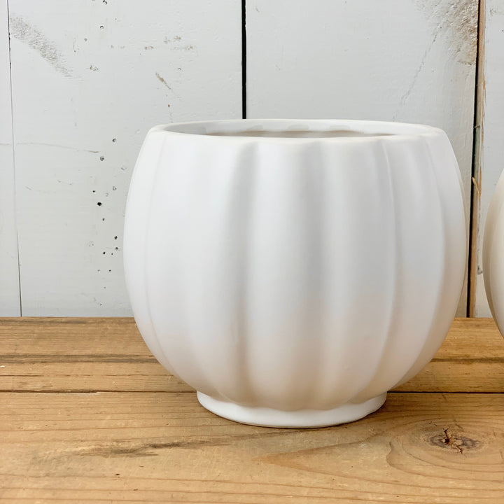 Matte White Ribbed Vases