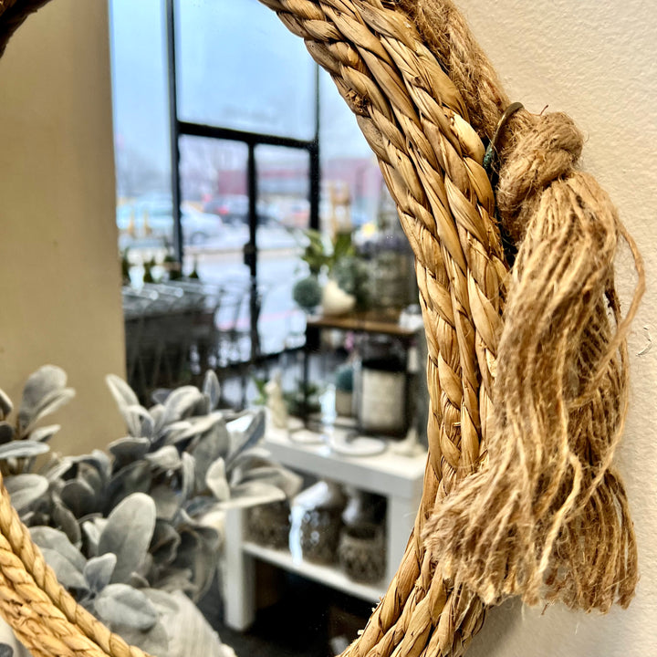Round Mirror with Rope and Handle