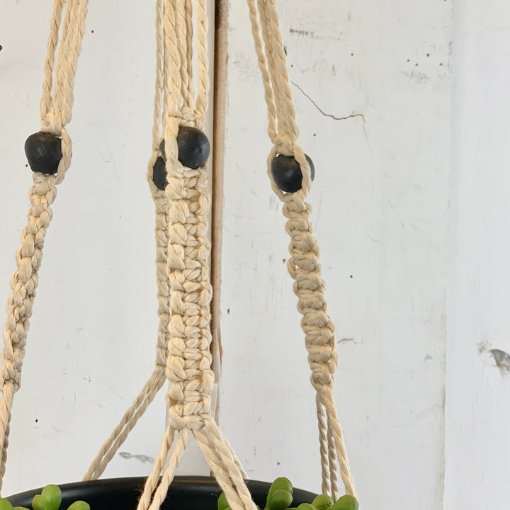 Macramé Hanger with Black Bead