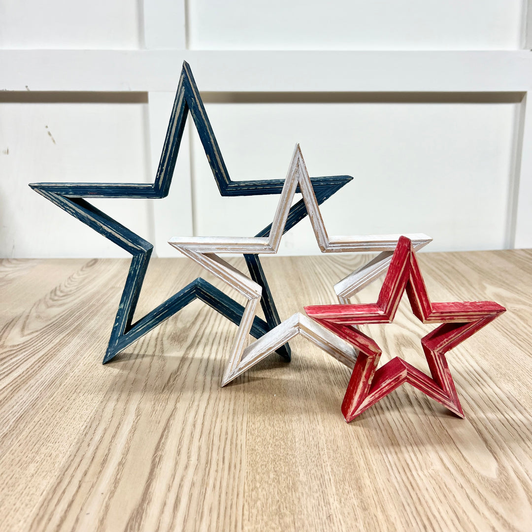 Patriotic Wooden Stars - Set of 3