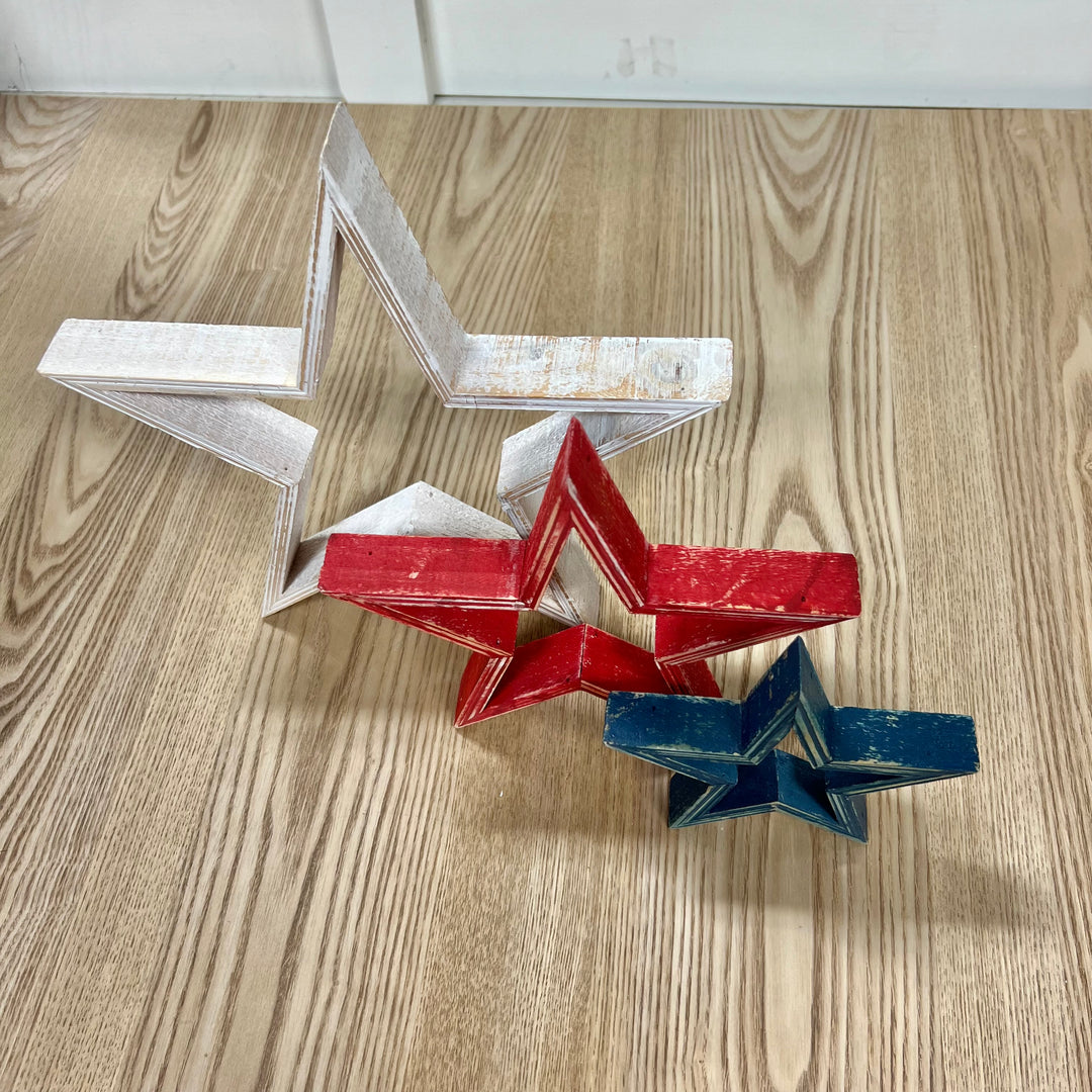 Patriotic Wooden Stars - Set of 3