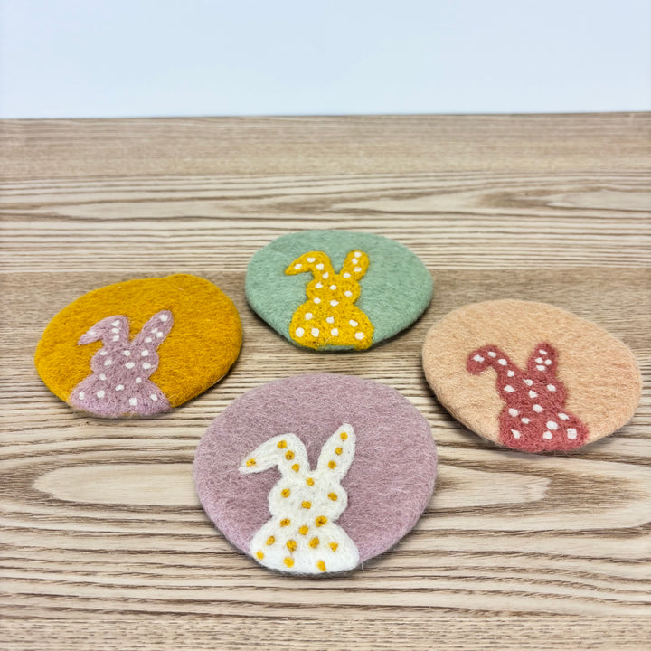 Felted Bunny Coasters - Set of 4