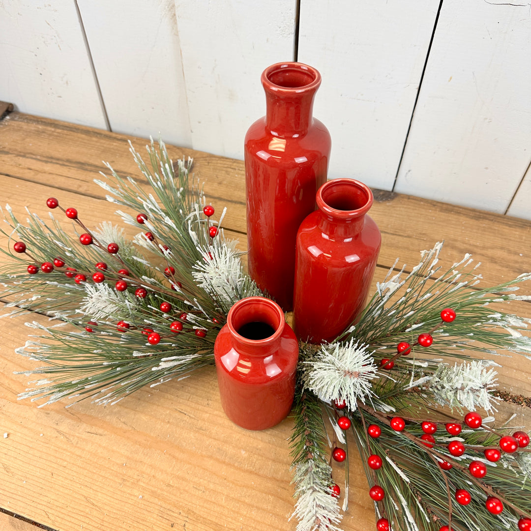 Red Bottle and Pine Table Design Kit
