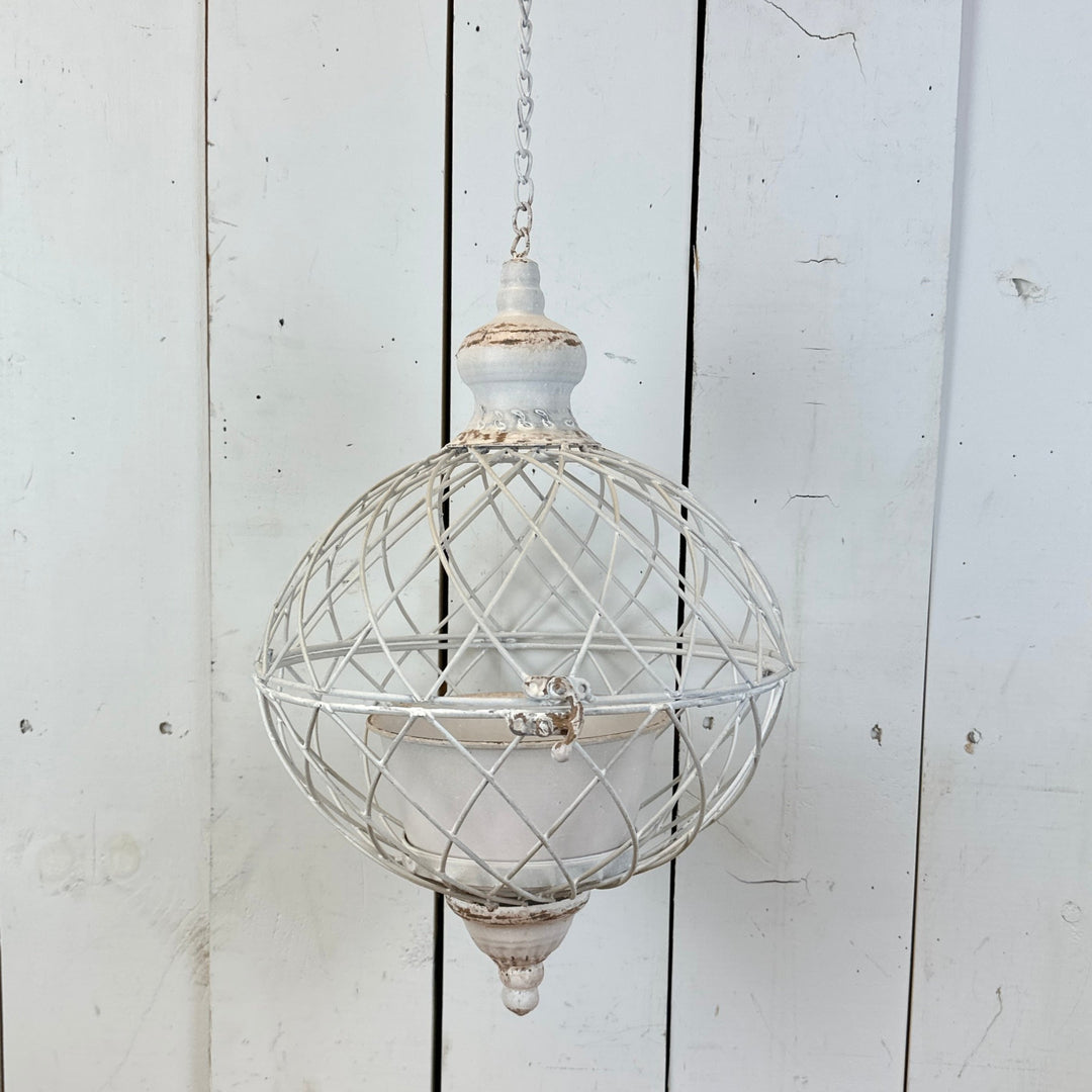 White Sphere Hanging Planters