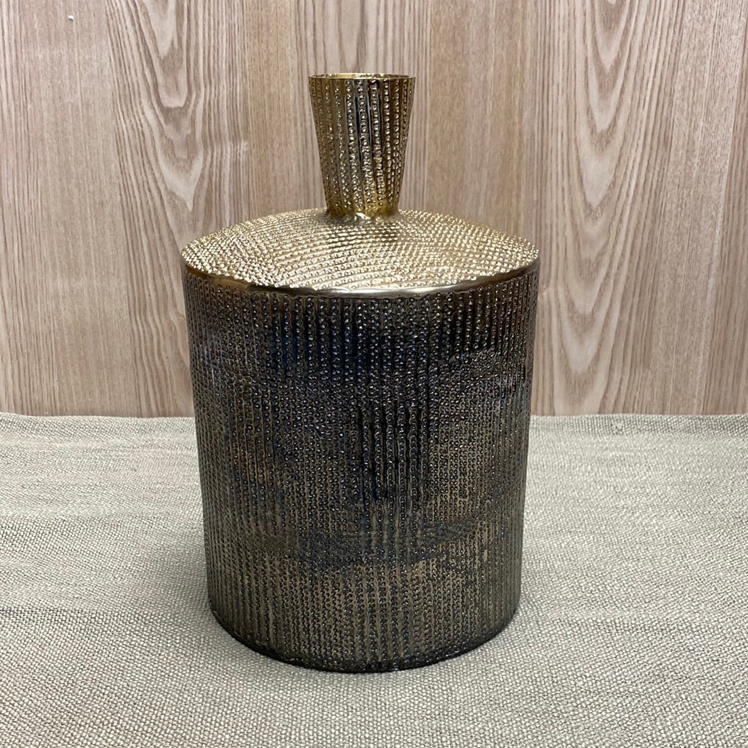 Metal Gold Hammered Vase