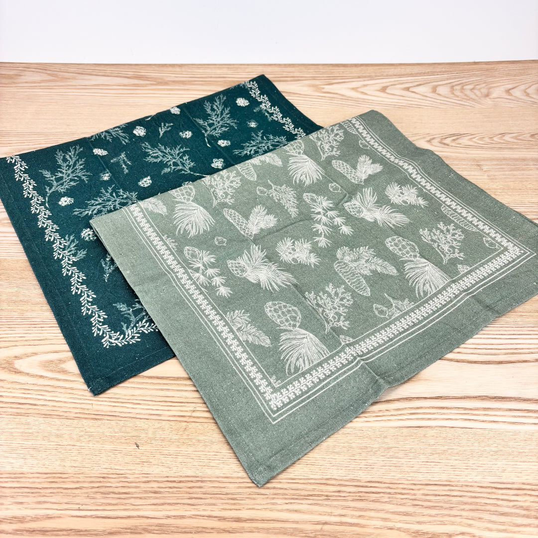 Pine Bough Patterned Tea Towel - Set of 2