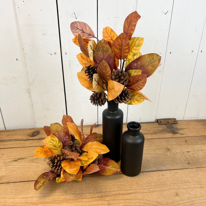 Warm Toned Fall Leaf Collection with Pinecones