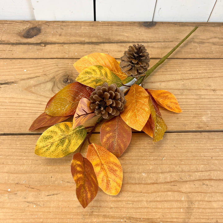 Warm Toned Fall Leaf Collection with Pinecones