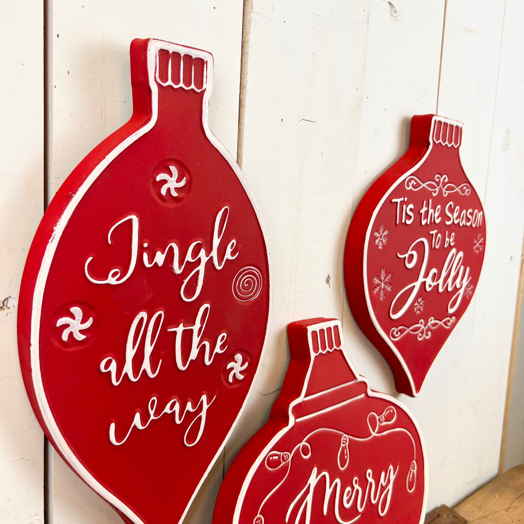 Red Embossed Christmas Signage